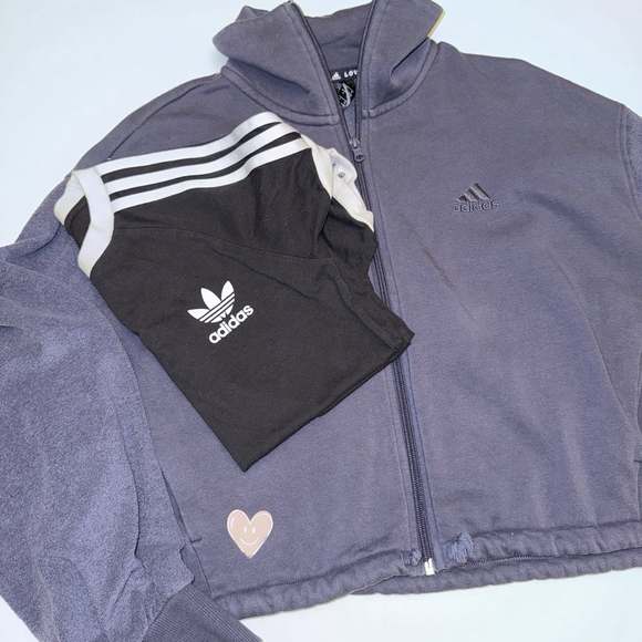 Adidas Girls Bundle w Zip Up Jacket And Shirt Size 12/14 - Picture 1 of 5